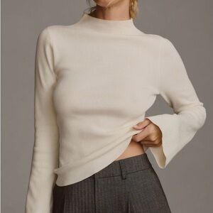 Anthropologie The Arlowe Bell-Sleeve Sweater by Maeve - L - In Ivory